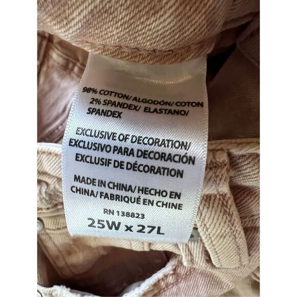 Cleo + Wolf Peach Distressed High Rise Straight Jeans Women's 25 x 27 - Picture 5 of 7